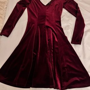 Aqua Velvet Dress in Burgundy